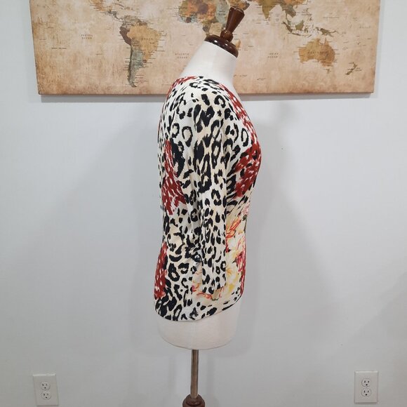 Floral/leopard/sequin stretch sweater - BCBG Max Azria brand - Picture 2 of 12